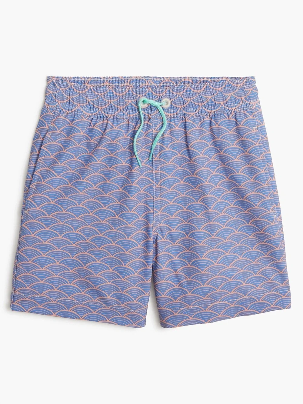 J. Crew Flex Swimwear Lined Swim Trunks, Purple / Coral Nautical Pattern – Large